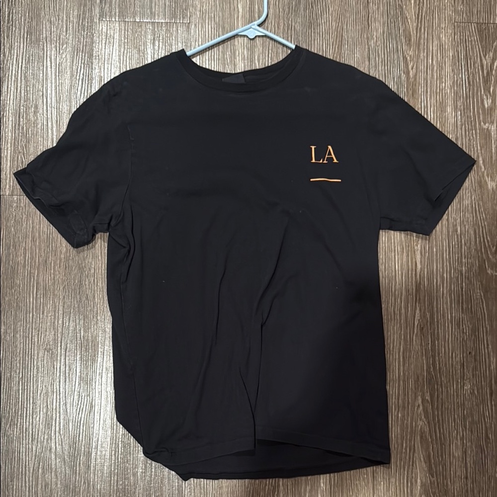 Black T-Shirt with Orange LA Detail